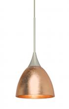  1XC-1758CF-SN - Besa Divi Pendant, Copper Foil, Satin Nickel, 1x50W Halogen