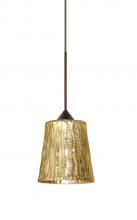  1XC-5125GF-LED-BR - Besa Pendant Nico 4 Bronze Stone Gold Foil 1x5W LED