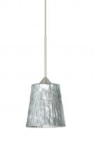  1XC-5125SF-LED-SN - Besa Pendant Nico 4 Satin Nickel Stone Silver Foil 1x5W LED