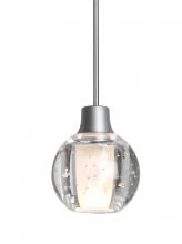  1XC-BOCA3BB-LED-SN - Besa, Boca 3 Cord Pendant, Clear Bubble, Satin Nickel Finish, 1x3W LED