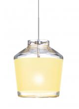  1XC-PIC6CR-LED-SN - Besa Pendant Pica 6 Satin Nickel Creme Sand 1x5W LED