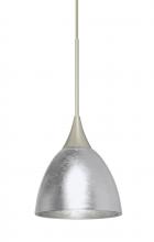  1XT-1758SF-LED-SN - Besa Divi Pendant, Silver Foil, Satin Nickel, 1x9W LED