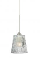  1XT-512500-SN - Besa Pendant Nico 4 Satin Nickel Clear Stone 1x35W Halogen