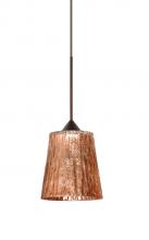  1XT-5125CF-LED-BR - Besa Pendant Nico 4 Bronze Stone Copper Foil 1x5W LED