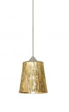  1XT-5125GF-SN - Besa Pendant Nico 4 Satin Nickel Stone Gold Foil 1x35W Halogen