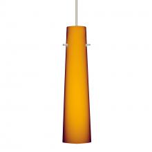  1XT-567480-SN-L - Besa Camino Pendant Satin Nickel Amber Matte 1x50W Halogen, 15Ft. Cord