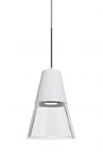  1XT-TIMO6WC-LED-BR - Besa, Timo 6 Cord Pendant,Clear/White, Bronze Finish, 1x9W LED