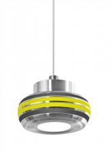  1XT-FLOW00-BKYL-LED-SN - Besa, Flower Cord Pendant, Black/Yellow, Satin Nickel Finish, 1x6W LED