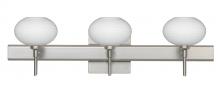 Besa Lighting 3SW-561207-SN-SQ - Besa Wall With SQ Canopy Lasso Satin Nickel Opal Matte 3x40W G9