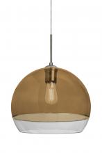  J-ALLY12AM-EDIL-SN - Besa, Ally 12 Cord Pendant For Multiport Canopy, Amber/Clear, Satin Nickel Finish, 1x