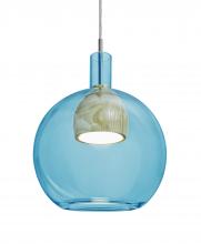  J-BENJIBLNA-LED-SN - Besa, Benji Cord Pendant For Multiport Canopy, Blue/Natural, Satin Nickel Finish, 1x9