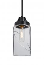  J-BLINKCL-BK - Besa, Blink Cord Pendant For Multiport Canopy, Clear, Black Finish, 1x60W Medium Base