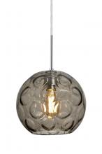  J-BOMYSM-EDIL-SN - Besa Bombay Pendant For Multiport Canopy, Smoke, Satin Nickel Finish, 1x8W LED Filame