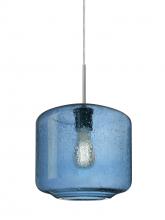  J-NILES10BL-EDIL-SN - Besa Niles 10 Pendant For Multiport Canopy, Blue Bubble, Satin Nickel Finish, 1x4W LE