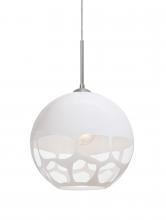  J-ROCKYWH-LED-SN - Besa, Rocky Cord Pendant For Multiport Canopies, White, Satin Nickel Finish, 1x9W LED