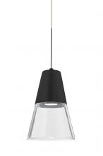  RXP-TIMO6BC-LED-SN - Besa, Timo 6 Cord Pendant,Clear/Black, Satin Nickel Finish, 1x9W LED