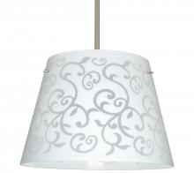  1KT-4394WD-SN - Besa Stem Pendant Amelia 18 Satin Nickel White Damask 3x100W A19