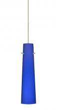  1XT-5674CM-LED-SN - Besa Camino Pendant Satin Nickel Cobalt Blue Matte 1x50W Halogen