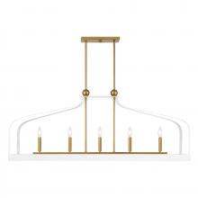  1-7804-5-142 - Sheffield 5-Light Linear Chandelier in White with Warm Brass Accents