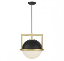  7-4600-1-143 - Carlysle 1-Light Pendant in Matte Black with Warm Brass Accents