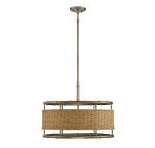  7-7771-6-177 - Arcadia 6-Light Pendant in Burnished Brass with Rattan
