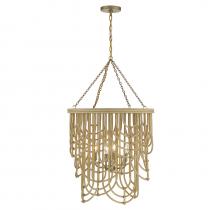  7-7910-4-177 - Bremen 4-Light Pendant in Burnished Brass with Rattan