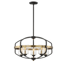  7-8041-5-79 - Kirkland 5-Light Pendant in English Bronze and Warm Brass