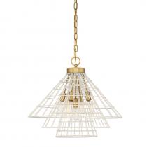  7-8850-5-142 - Lenox 5-Light Pendant in White with Warm Brass Accents