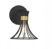  9-6080-1-143 - Breur 1-Light Wall Sconce in Matte Black with Warm Brass Accents
