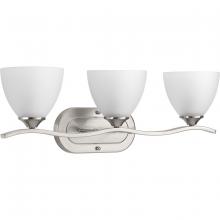  P300097-009 - Laird Collection Three-Light Brushed Nickel Etched Glass Traditional Bath Vanity Light