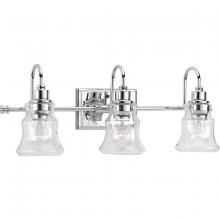  P300139-015 - Litchfield Collection Three-Light Polished Chrome Clear Glass Coastal Bath Vanity Light