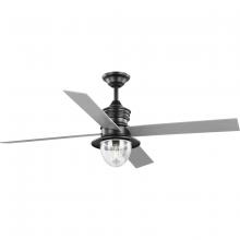  P250075-171-WB - Gillen 56" 4-Blade LED Indoor/Outdoor Blistered Iron Vintage Electric Ceiling Fan with Light Kit