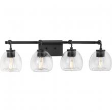  P300348-143 - Caisson Collection Four-Light Graphite Clear Glass Urban Industrial Bath Vanity Light