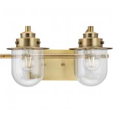  P300435-163 - Northlake Collection Two-Light Vintage Brass Clear Glass Transitional Bath Light