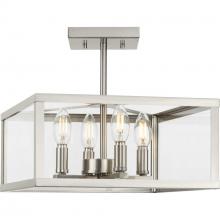  P350264-009 - Hilllcrest Collection 13 in. Four-Light Brushed Nickel Transitional Semi-Flush Mount Light