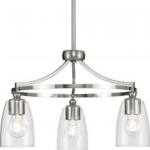  P400295-009 - Parkhurst Collection Three-Light New Traditional Brushed Nickel Clear Glass Chandelier Light