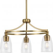  P400295-109 - Parkhurst Collection Three-Light New Traditional Brushed Bronze Clear Glass Chandelier Light