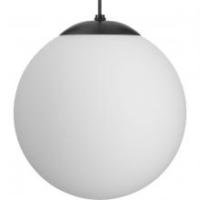  P500463-31M - Atwell Collection Matte Black and Opal Glass Globe Large Hanging Pendant Light