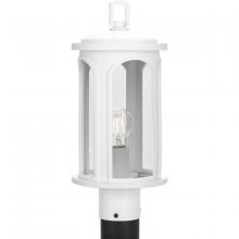  P540033-028 - Gables Collection One-Light Coastal Satin White Clear Glass Outdoor Post Light