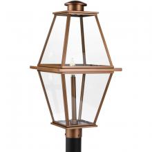  P540107-169 - Bradshaw Collection One-Light Antique Copper Clear Glass Transitional Outdoor Post Lantern