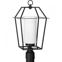  P540120-031 - Chilton Collection One-Light New Traditional Textured Black Etched Opal Glass Outdoor Post Light