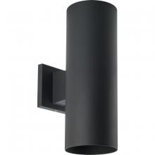  P560291-031-30 - 5" LED Outdoor Up/Down Modern Black Wall Cylinder with Glass Top Lens