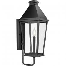  P560345-031 - Richmond Hill Collection One-Light Textured Black Clear Glass Modern Farmhouse Outdoor Medium Wall L