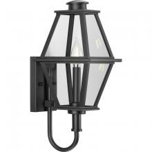  P560347-031 - Bradshaw Collection One-Light Textured Black Clear Glass Transitional Small Outdoor Wall Lantern