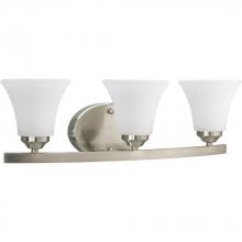  P2010-09 - Adorn Collection Three-Light Brushed Nickel Etched Glass Traditional Bath Vanity Light