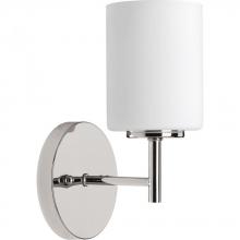  P2131-104 - Replay Collection One-Light Polished Nickel Etched White Glass Glass Modern Bath Vanity Light