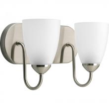  P2707-09 - Gather Collection Two-Light Brushed Nickel Etched Glass Traditional Bath Vanity Light