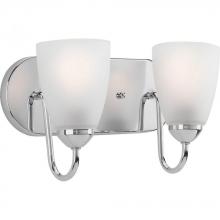  P2707-15 - Gather Collection Two-Light Polished Chrome Etched Glass Traditional Bath Vanity Light