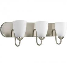  P2708-09 - Gather Collection Three-Light Brushed Nickel Etched Glass Traditional Bath Vanity Light