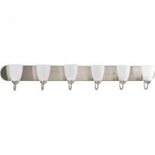  P2714-09 - Gather Collection Six-Light Brushed Nickel Etched Glass Traditional Bath Vanity Light